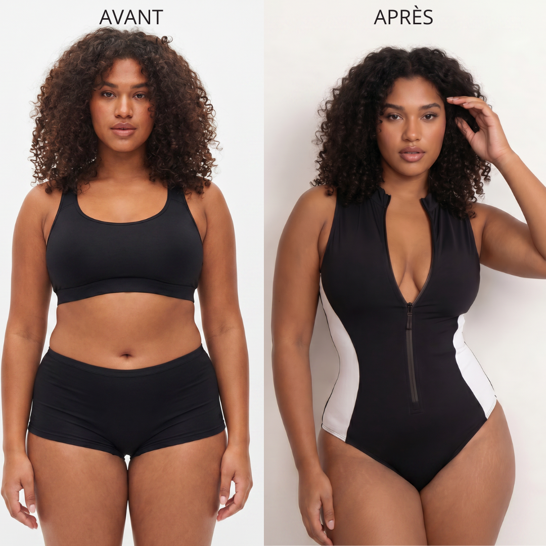 Maillot gainant ZIP — ventre plat et décolleté ajustable