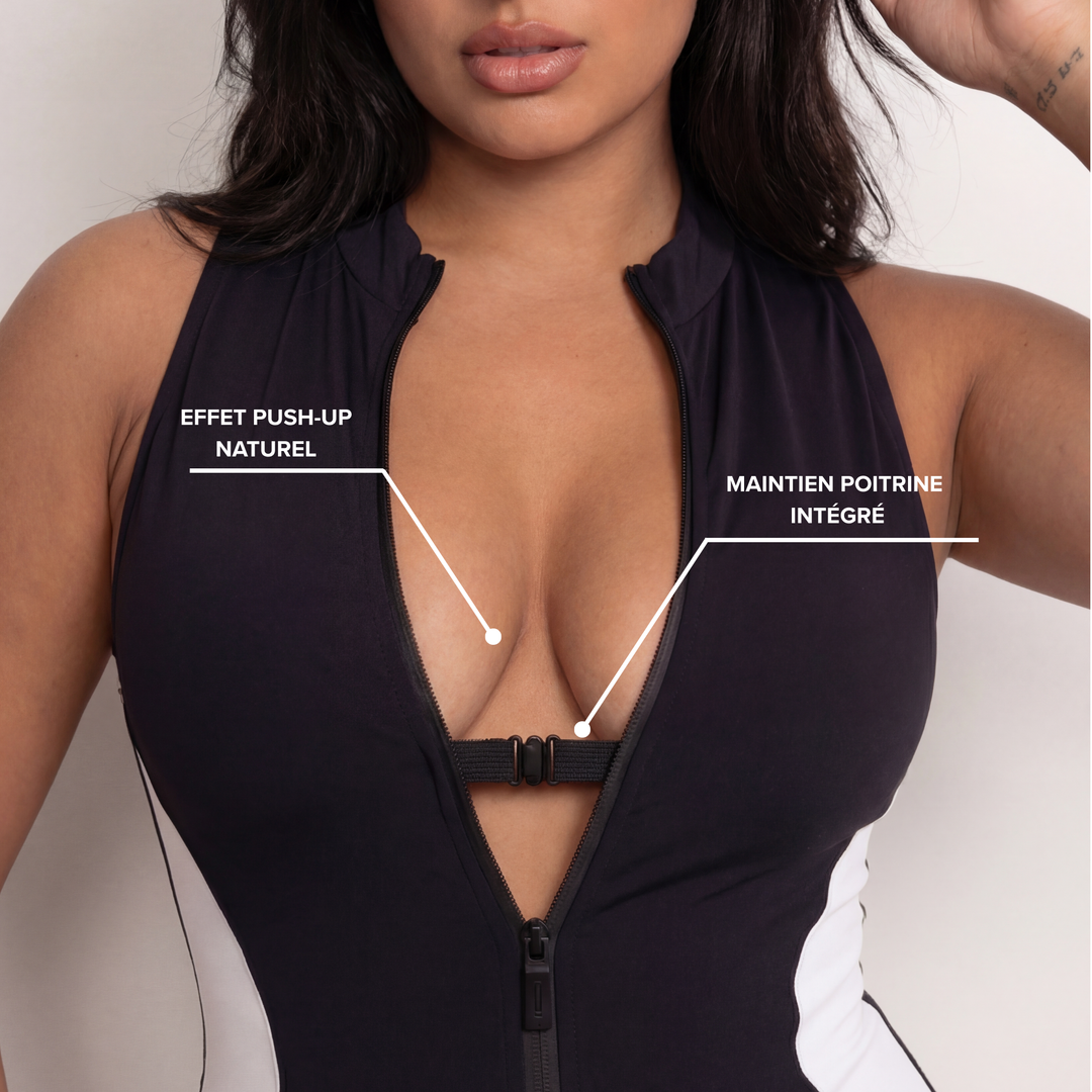 Maillot gainant ZIP — ventre plat et décolleté ajustable