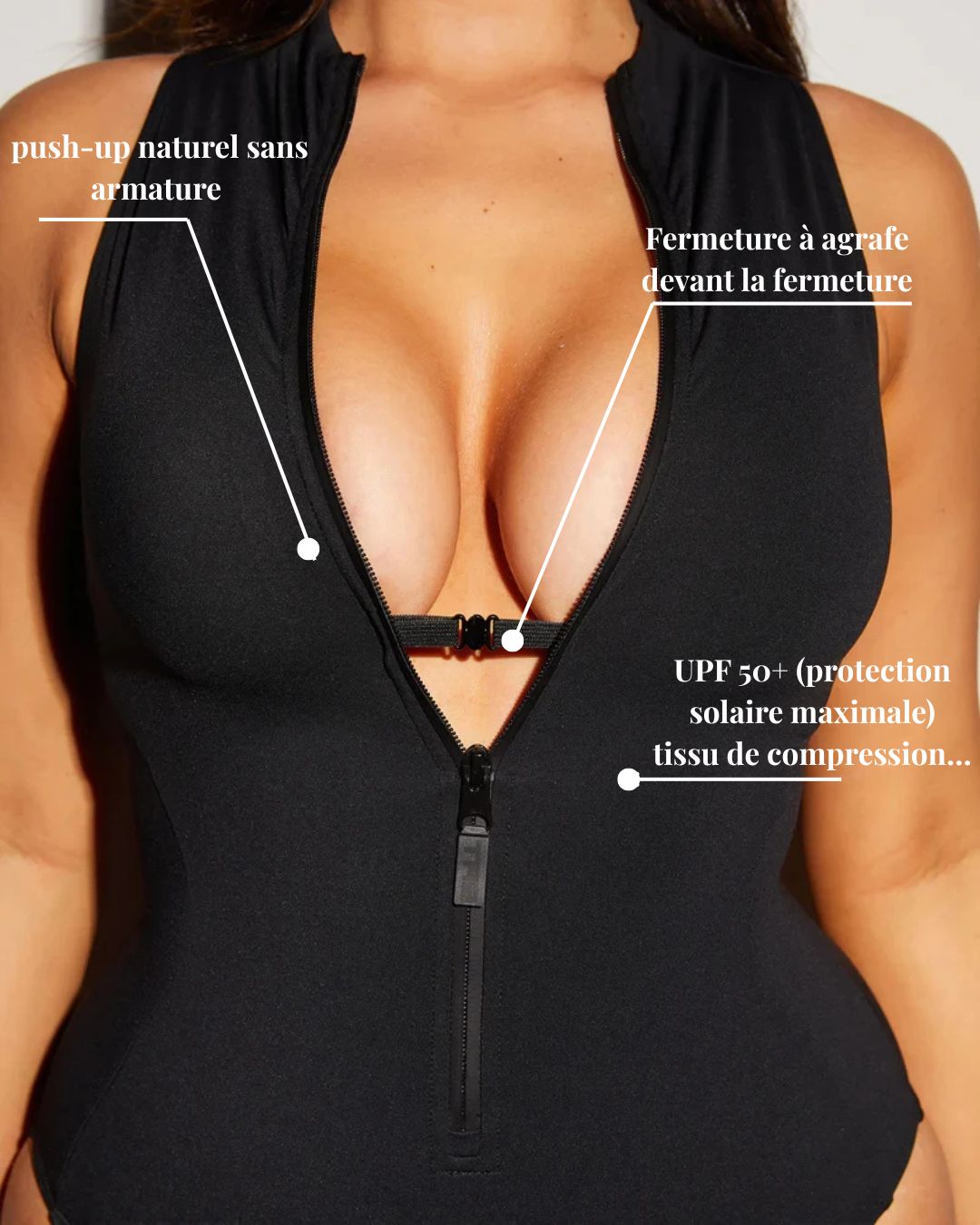 SCULPTA ZIP - Maillot de bain gainant push-up avec zip.