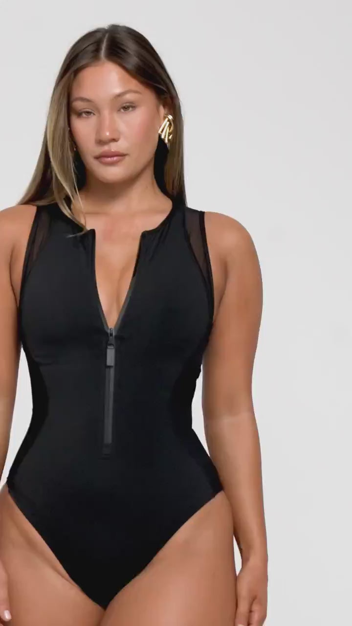 SCULPTA ZIP - Maillot de bain gainant push-up avec zip.
